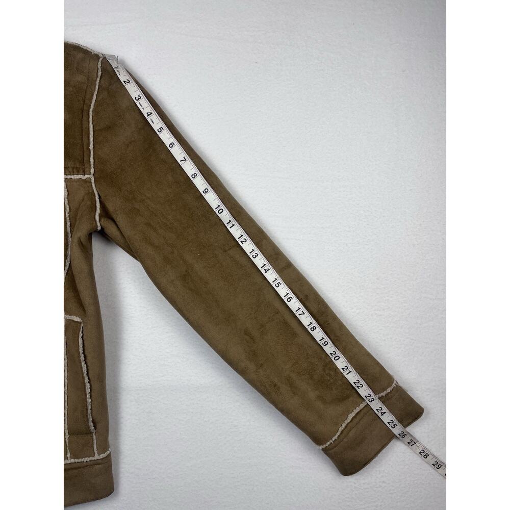 Aeropostale Brown Sherpa Lined Faux Suede Jacket Men’s Small – Shearling Style - Picture 9 of 16
